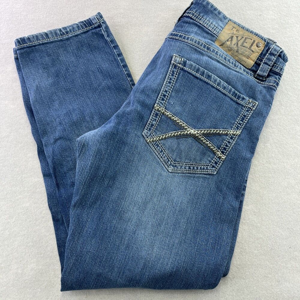TK Axel Jeans Mens 32x30 Blue Athletic Fit Stretch Denim Tapered Leg